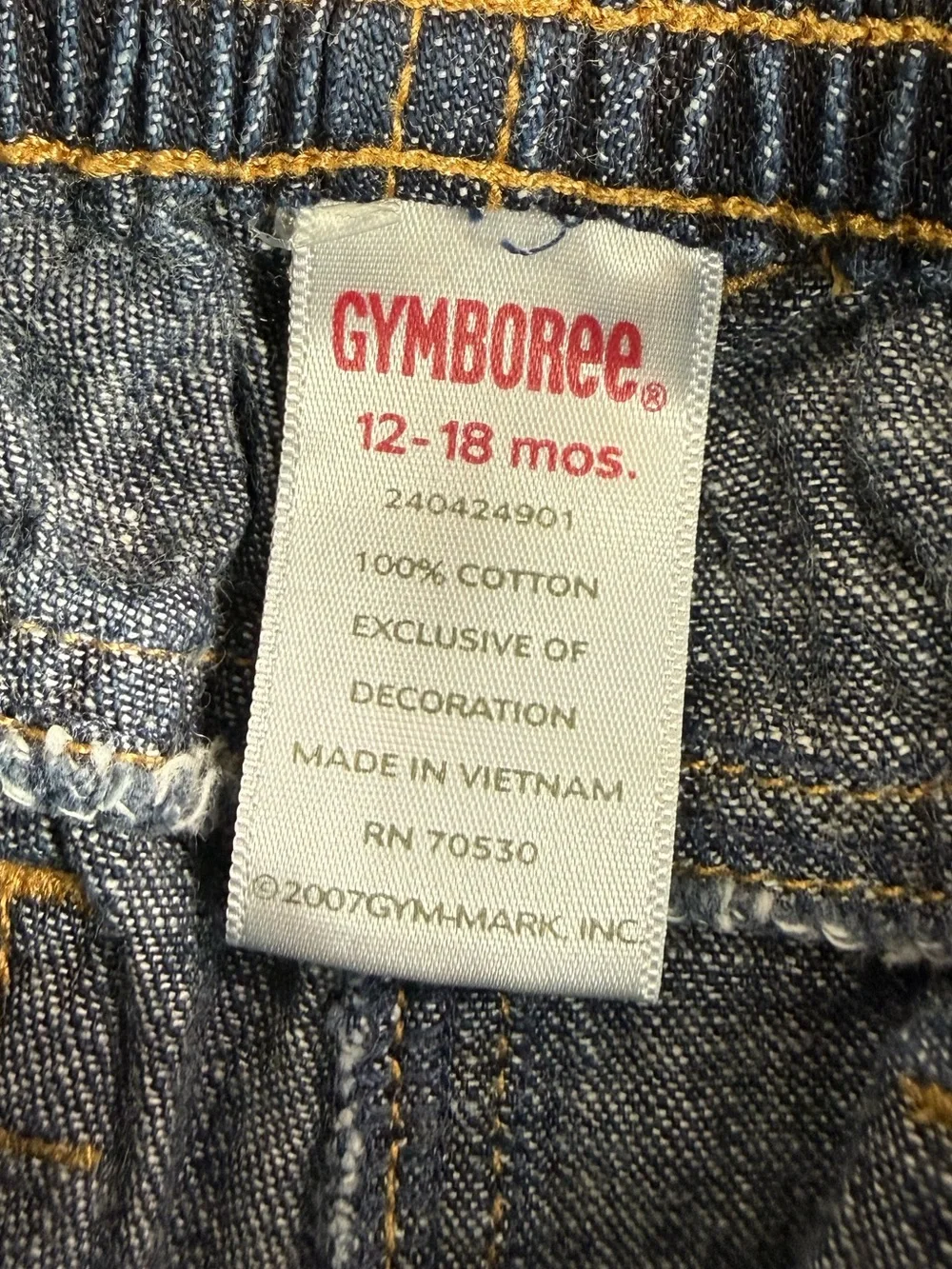 VINTAGE GYMBOREE Girls Apple 2007 Roll Tab Denim‎ Jeans 12-18M Cottagecore Fall